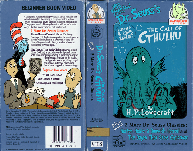 THE CALL OF CTHULHU DR SUESS CUSTOM VHS COVER, MODERN VHS COVER, CUSTOM VHS COVER, VHS COVER, VHS COVERS